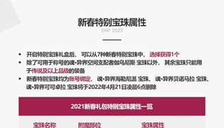 DNF2022春节特别宝珠属性介绍
